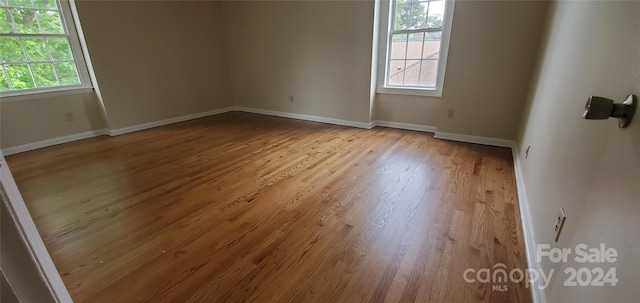 spare room featuring light hardwood / wood-style flooring