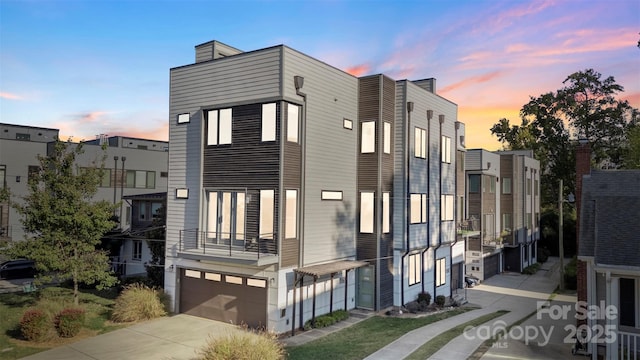 exterior space with a garage