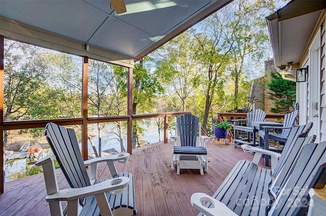 deck featuring ceiling fan