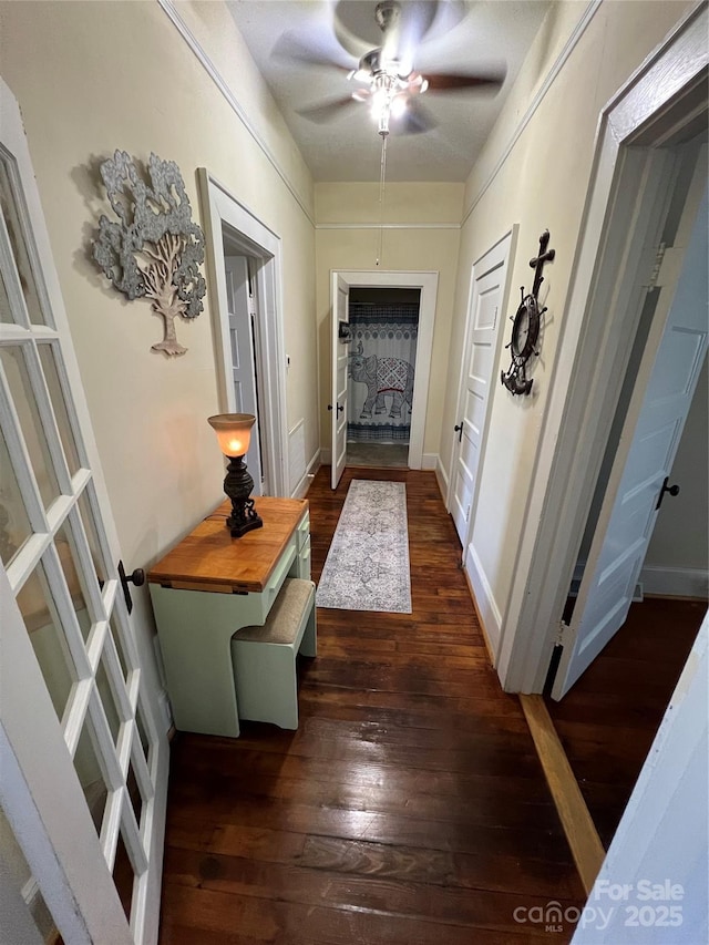 corridor featuring dark hardwood / wood-style flooring