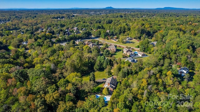 birds eye view of property featuring a mountain view