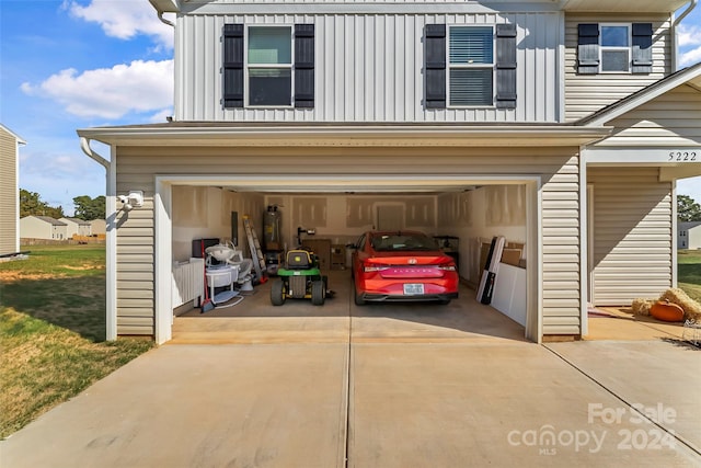 garage with water heater