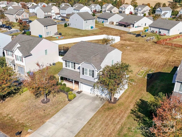drone / aerial view with a residential view