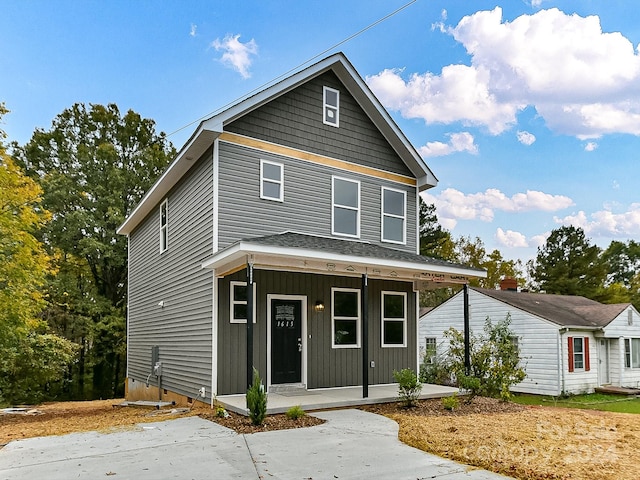 view of front of home featuring covered porch