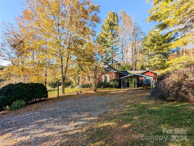 view of yard with a carport