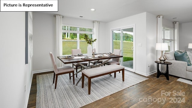 dining room featuring dark wood-type flooring