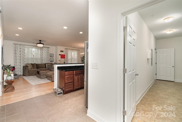 hall featuring light hardwood / wood-style flooring