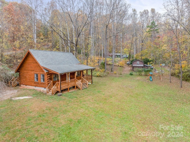 view of yard featuring a deck