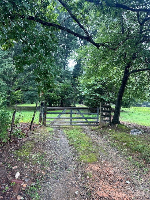 view of gate with a rural view