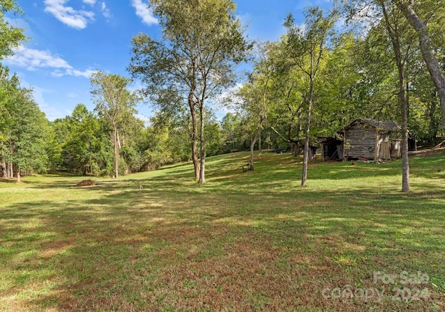 view of yard with an outbuilding