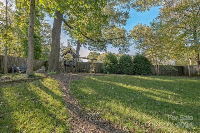 view of yard with a playground