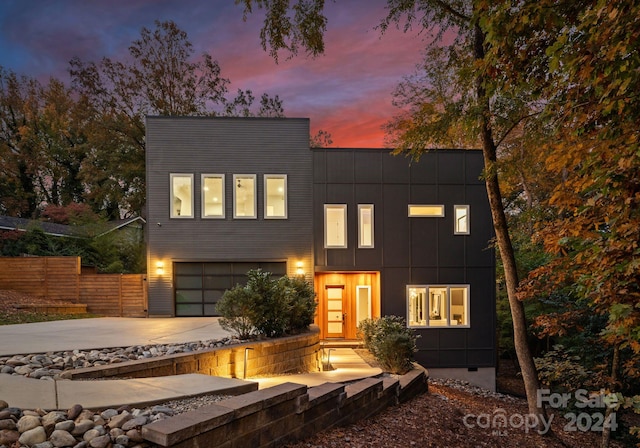 contemporary house featuring a garage