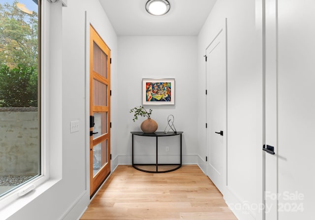 doorway featuring light wood-type flooring