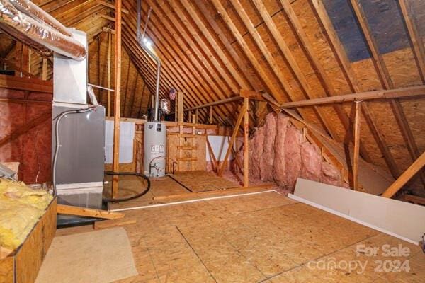 attic featuring water heater