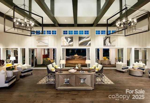 6296 Raven Rock Dr Unit 725, Denver, NC 28037 - lobby featuring a towering ceiling, beam ceiling, and wood walls