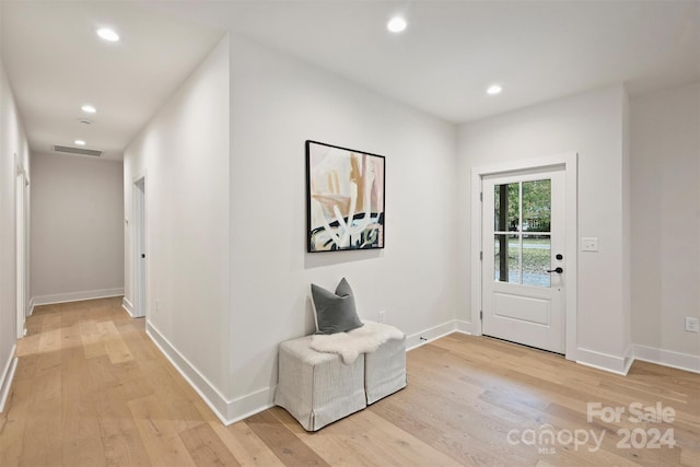 entrance foyer with light wood-type flooring