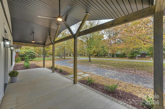 view of patio with ceiling fan