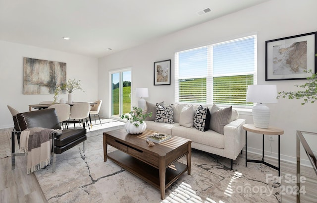 living room featuring light hardwood / wood-style flooring