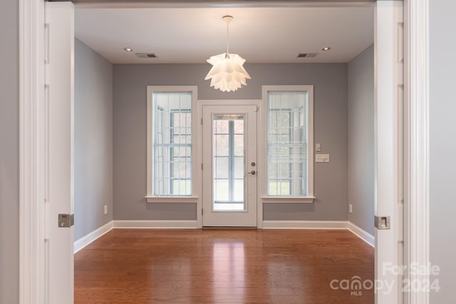 entryway with dark wood-type flooring