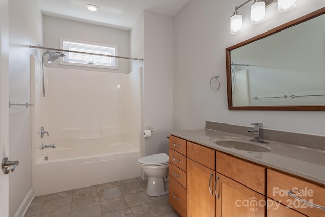 full bathroom featuring vanity, toilet, and shower / bathtub combination