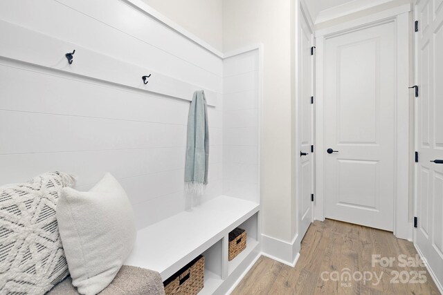 mudroom with light wood-type flooring