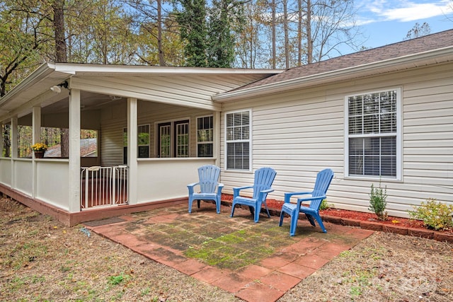 view of patio featuring covered porch