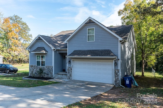 view of front of house with a garage