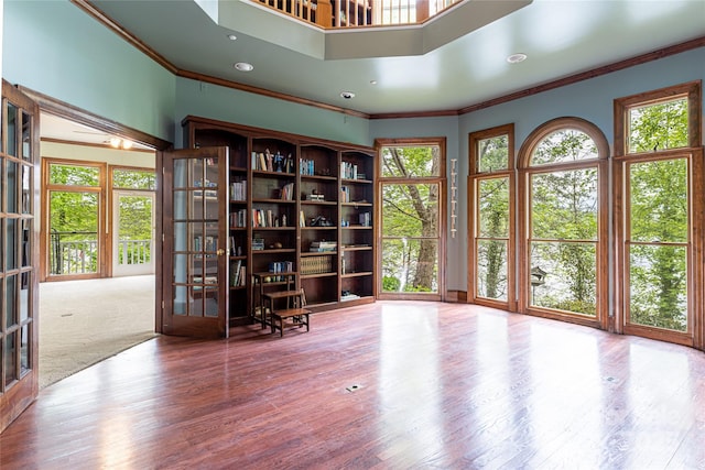 interior space featuring french doors, hardwood / wood-style floors, and a wealth of natural light