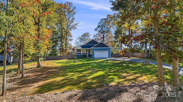 view of yard featuring a garage