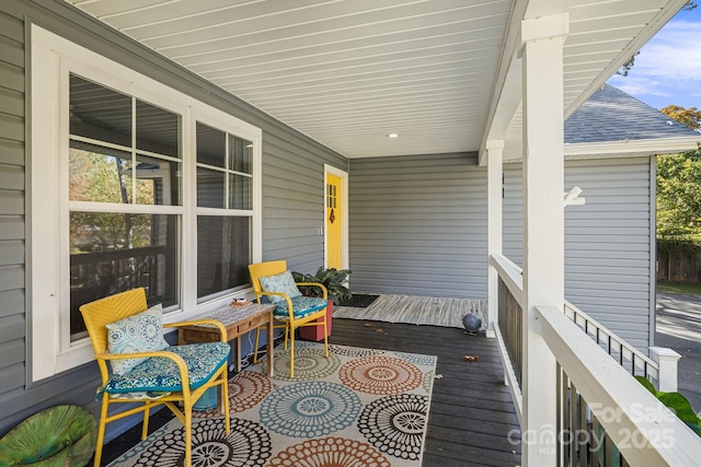 wooden deck featuring a porch