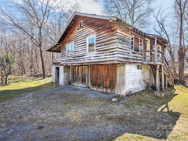 4 Badd Ln, Maggie Valley, NC 28751 - view of home's exterior with stairs and a wooden deck