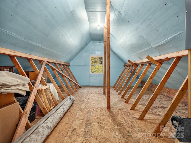 view of unfinished attic