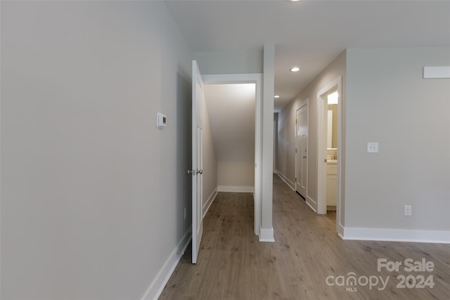 hall featuring light wood-type flooring