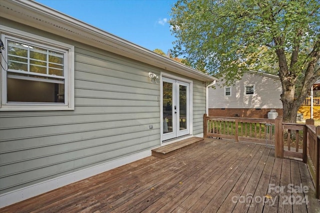 deck featuring french doors