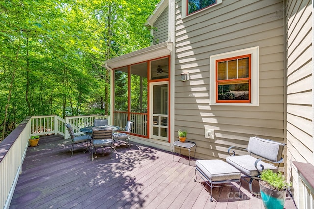 deck featuring ceiling fan