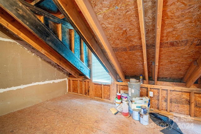 view of unfinished attic