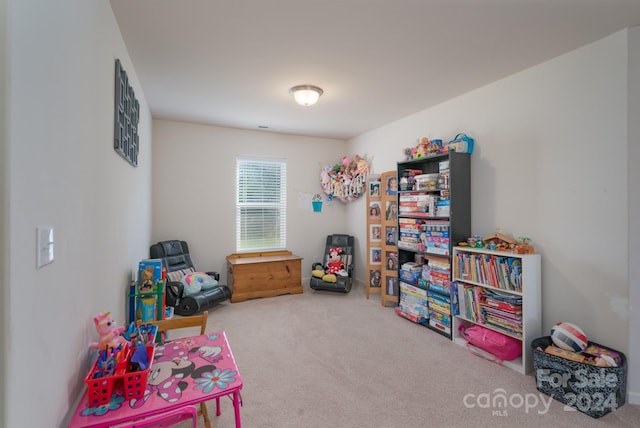 game room with carpet flooring