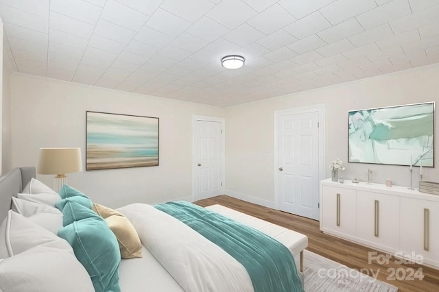 bedroom featuring light hardwood / wood-style flooring