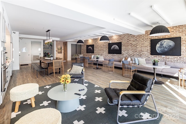 55 S Market St Unit 512, Asheville, NC 28801 - building lobby featuring brick wall and beam ceiling