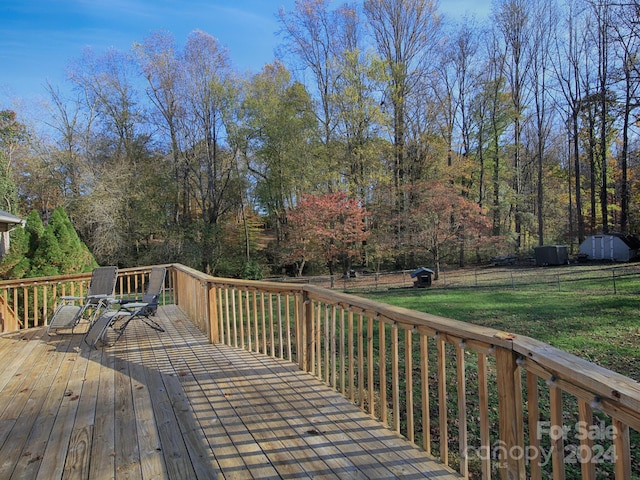 deck with a lawn