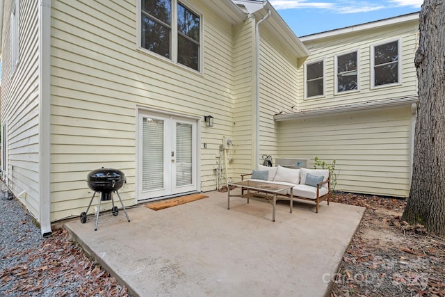 view of patio featuring french doors and outdoor lounge area