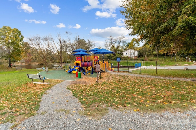 view of playground with a yard