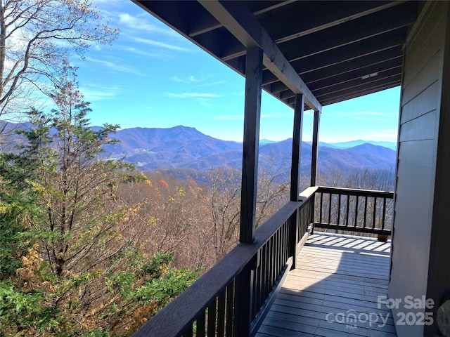 deck featuring a mountain view