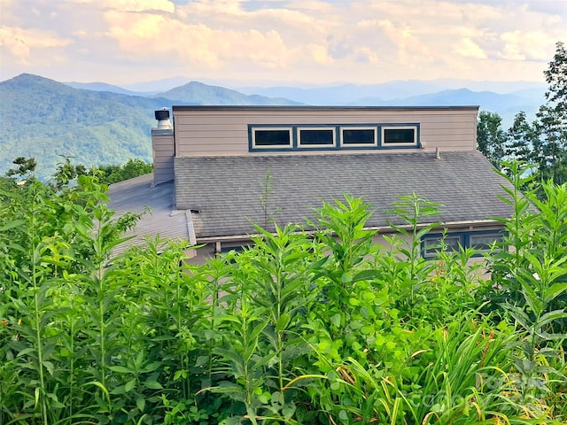 514 Skyridge Dr, Clyde, NC 28721 - view of side of property with a mountain view and a chimney