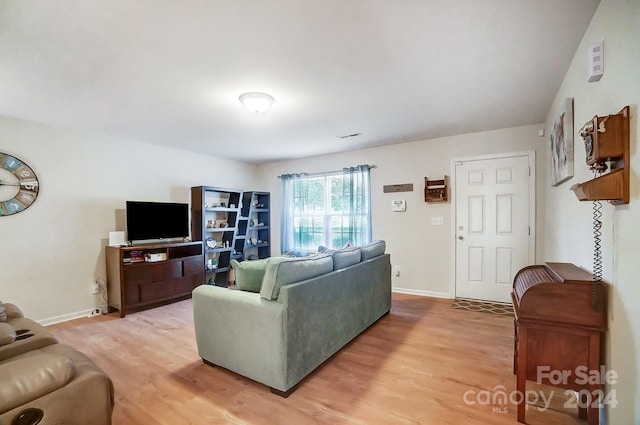 living room with hardwood / wood-style flooring