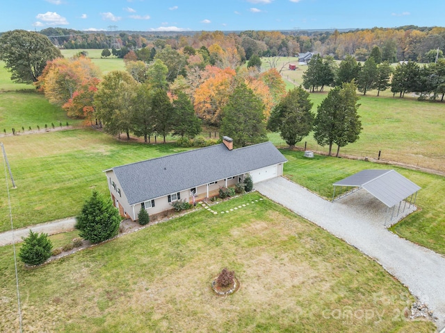 bird's eye view with a rural view