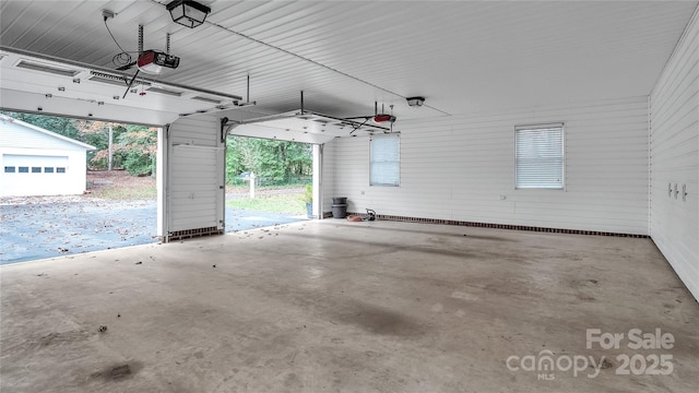 garage with a garage door opener