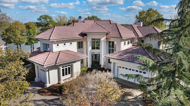 exterior space with a garage