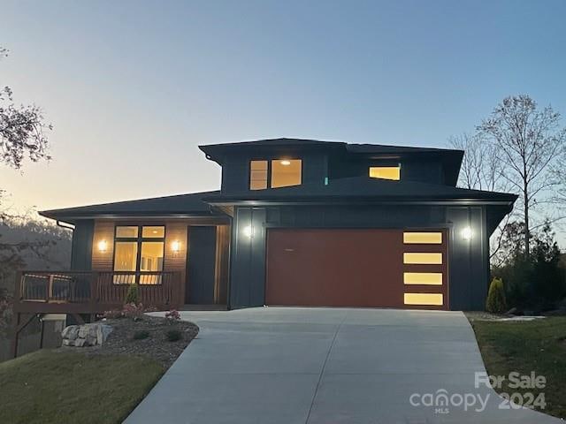 modern home featuring a garage