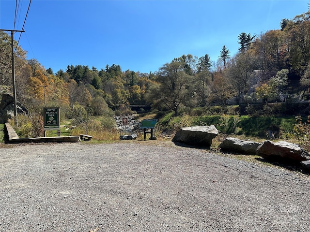 view of community with a wooded view